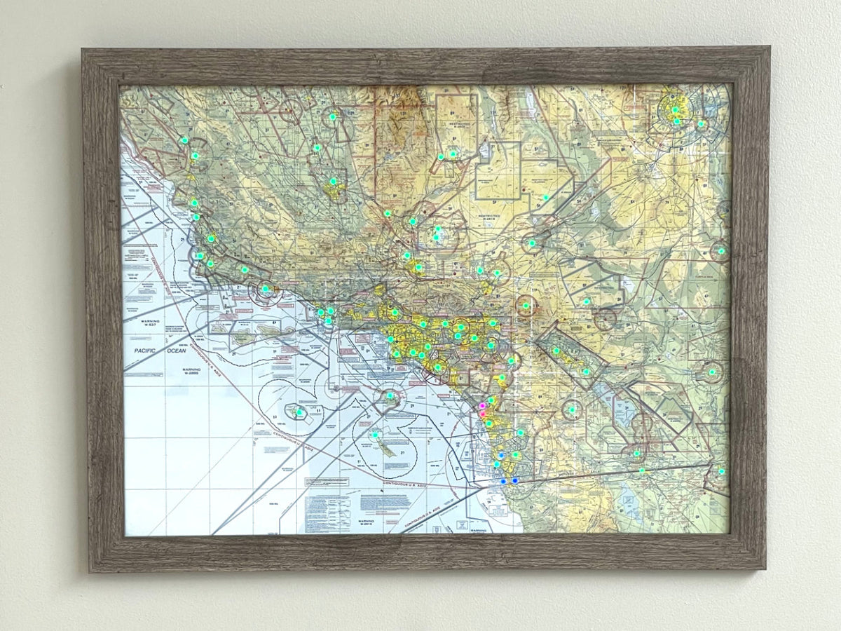 Image of the LightMap Air showing live weather and METAR conditions in a driftwood frame